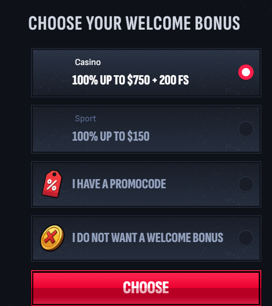 Mafia Casino Welcome Package